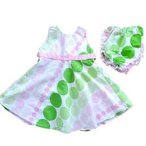 Chantilly Place Girls Green and‎ Pink Polka Dot Dress Set Size 12M